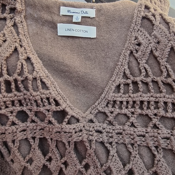 Massimo Dutti Maxi Dress Sz S Knit Khaki/Brown linen-cotton - Picture 8 of 8